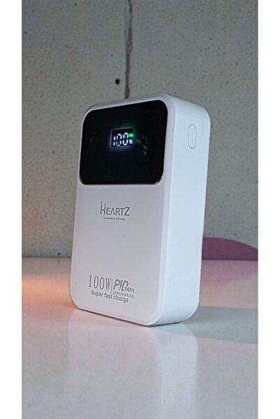 HEARTZ 20000MAH 100W Süper Hızlı Şarj Destekli Powerbank Pd 27W Taşınabilir Taşınabilir Şarj Cihazı Dijital Göstergeli