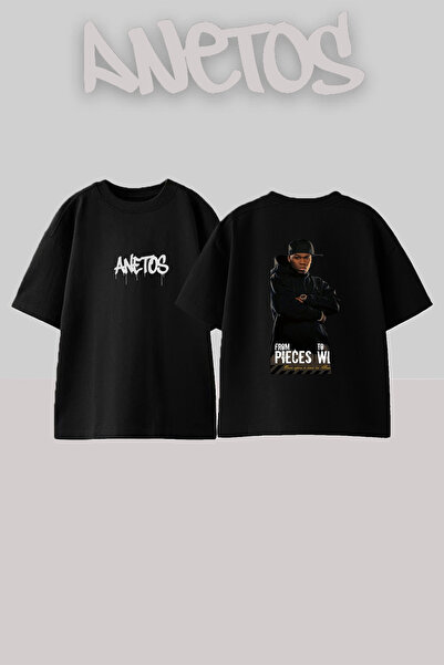 Anetos 50 Cent_40 Design Printed Unisex Oversize Black Tshirt