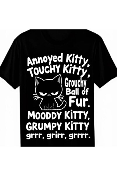 23 nisan تي شيرت A Annoyed Kitty، تي شيرت Touchy Kitty، نمط كاجوال، قطن، مثال...