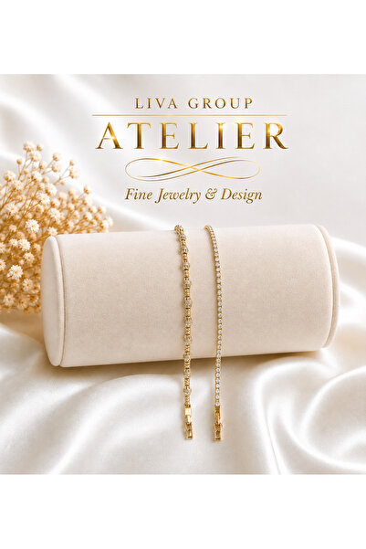 Liva Group Atelier Premium Altın Kaplama Zirkon Taş Detaylı Kemik Bileklik & ...
