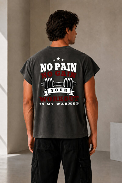 Velostra Men's Oversize No Pain No Gain Printed Athlete Back Detail Casual St...