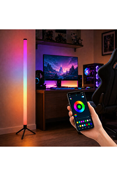Mavi Keys 120 CM RGB LED Lambader Akıllı Zemin Lambası Uygulama Kontrollü 360...