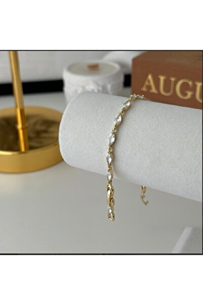 Gold Oval Taş Detaylı Bileklik