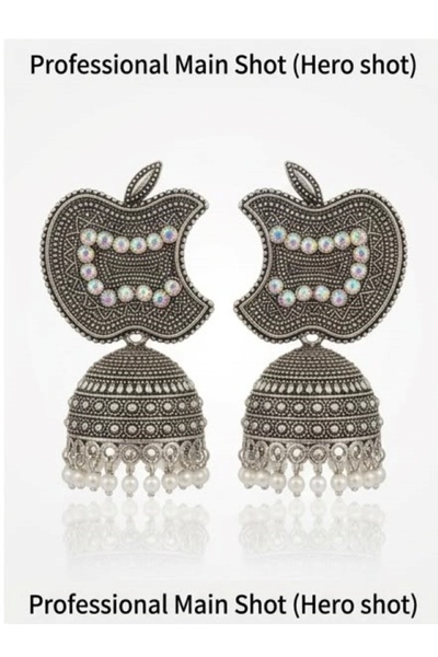 FASHION Kashmiri Silver Oxidized Apple Shape Jhumka Earrings for Women | Trad...