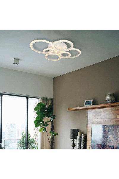 CMHOME Lustra LED cu Telecomanda Brigitte 6 Cercuri 82W Lumina Rece/Calda/Neu...