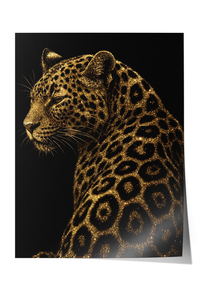 hello solaris Altın Leopar Portresi Premium Poster - Lüks Duvar Dekoru