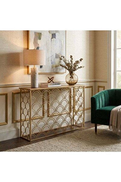 Danube Home طاولة كونسول لوركان ذهبية 120x40x80 سم