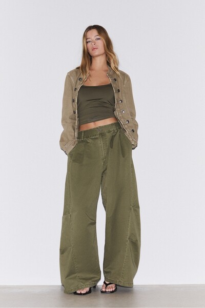 Stradivarius %100 pamuklu barrel pantolon