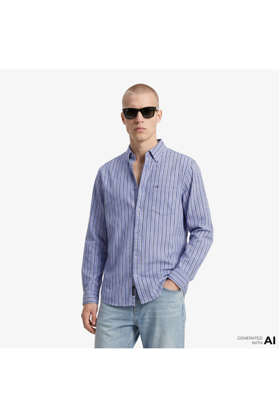 Tommy Hilfiger Twill Erkek Mavi Gömlek