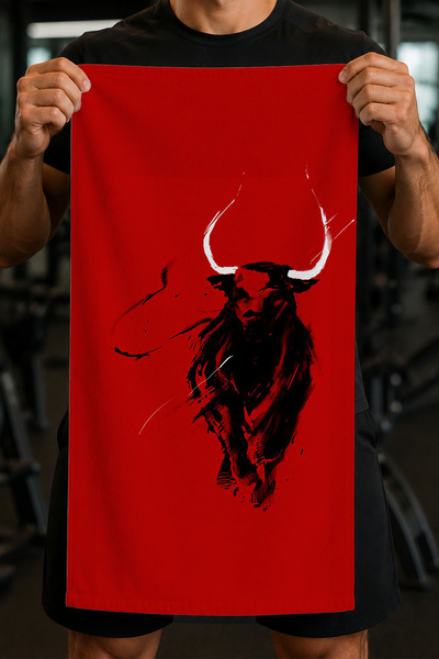 Charmbi Red Bull 45X90 Training Towel |   Stylish Design Cotton Sports Towel ...