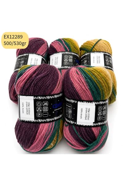 Oxford İplik İhraç Fazlası 5'li Paket 500/530 gr Akrilik Ebruli EX12289