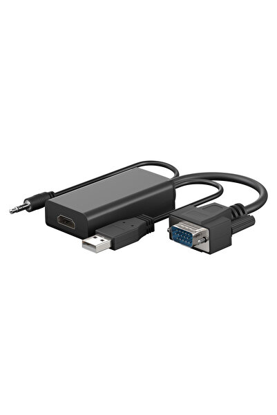 goobay αντάπτορας VGA σε HDMI 61259, 3.5mm Jack, 1080p/60Hz, μαύρος