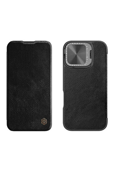 Nillkin θήκη Qin Prop Leather για iPhone 16 Pro Max, δερμάτινη, μαύρη