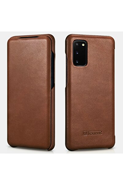 ICARER Vintage Series Curved Edge - Δερμάτινη Θήκη Samsung Galaxy S20 - Brown
