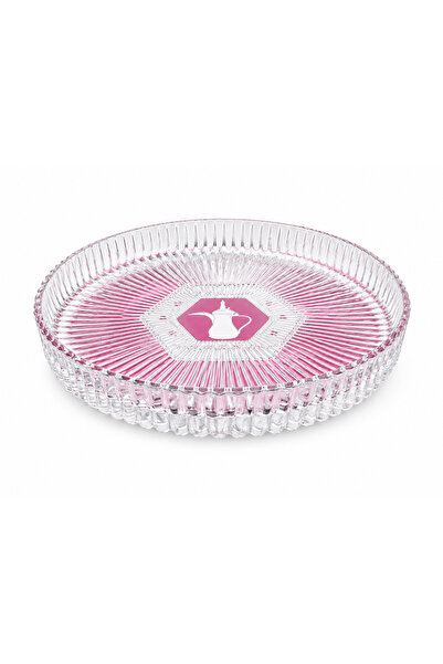 Generic Transparent Glass Serving Plate Set - 6 Pieces Luxury Striped Round D...