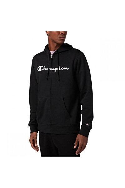 Champion Bluza bărbați Full Zip Hoodie, cu glugă și fermoar, negru, mărimea M