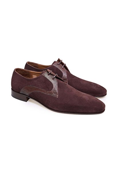 FRANCO CALVANI Brown Lace-Up Genuine Leather Suede Men's Shoes