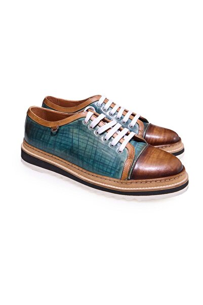 FRANCO CALVANI Green-Brown Genuine Leather Men's Shoes