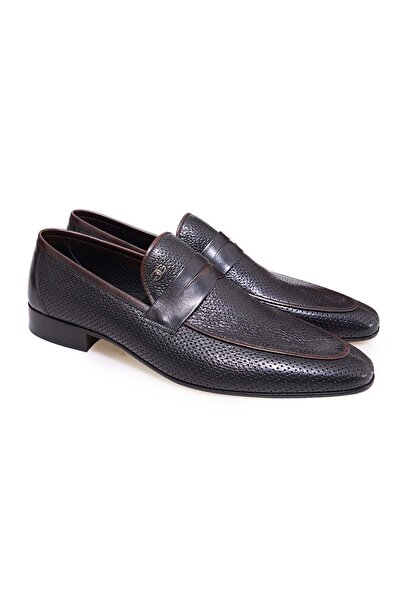 FRANCO CALVANI Brown Laceless Genuine Leather Men's Shoes