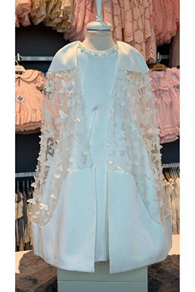 Pamina Girl's Special Occasion & Evening Dress and Butterfly Decorated Poncho...