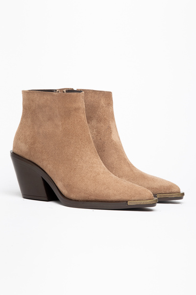 DENORA Mink Camel Matte Flat Lace-Up Zippered Metal Toe Western Cowboy Short ...