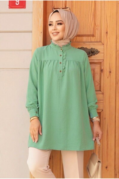 N.S NEVA STYLE Tunica cu nasturi, verde menta, stil hijab 19026MINT