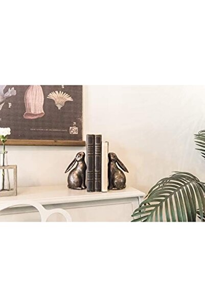 Yıldızan Creative Co-Op Bronze Resin Rabbit Shaped (Set of 2) Bookends, 2 Pie...