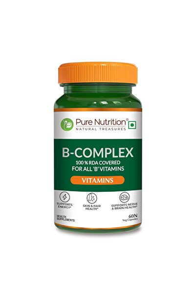 Pure Nutrition B-Complex 60 Veg Tabs – 100% RDA of B1, B2, B3, B5, B6, B9 | B...