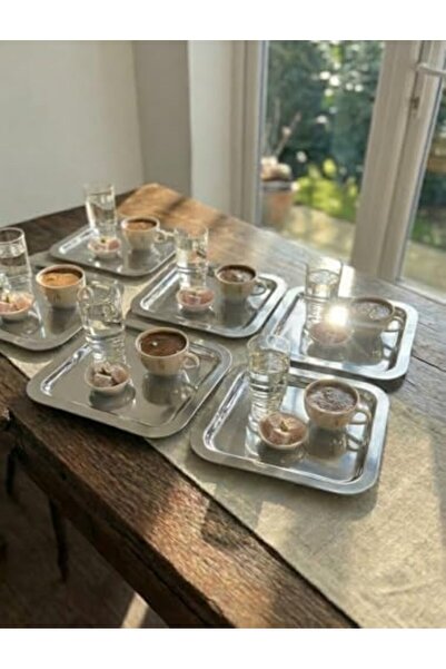 Yıldızan Edl Shop 6-Piece Luxury Stainless Steel Square Presentation Tray Set...