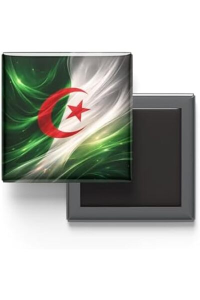 Yıldızan متجر إم إس إيه الجزائر - علم بتأثير تجريدي - مغناطيس ثلاجة مربع الشك...