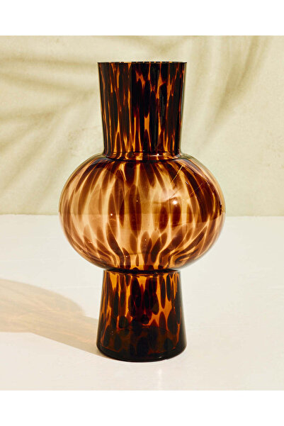 REDTAG Leo Brown Printed Glass Vase