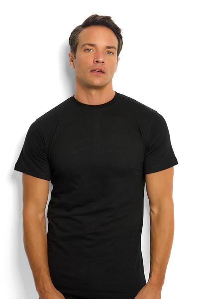Sinem Çeyiz Jiber 111 Men's 100% Cotton Black Crew Neck Half Sleeve T-Shirt U...