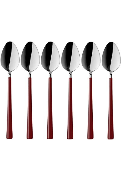 Yıldızan Silver Red Dessert Spoon Set, Breakfast Spoon Set, Stainless Steel, ...