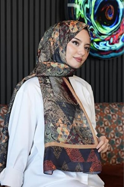 Yıldızan Tua Shop Desen Brown Soft Cotton Shawl Claret Red 1022020