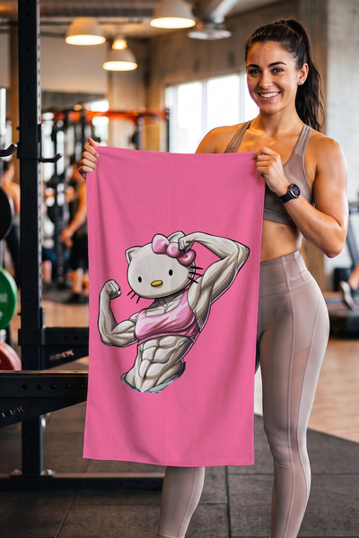 Charmbi Prosop de sală Hello Kitty 45x90 |   Prosop imprimat din bumbac pentr...