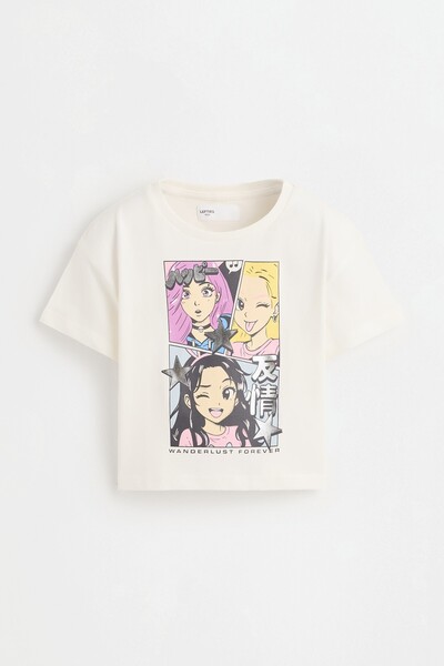 LEFTIES Metalik baskılı t-shirt