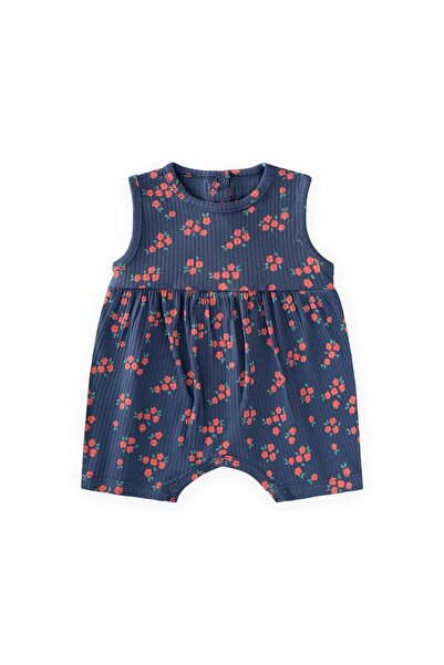 Cigit Patterned Jumpsuit 0-3 Years Old Navy Blue