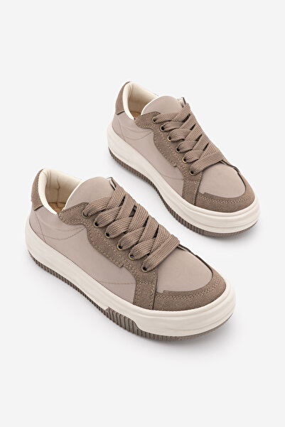 Marjin Women's Sneaker Thick Sole Lace-Up Sports Shoes Sifaz Mink Satin