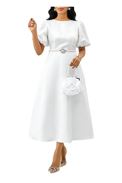OEM Rochie eleganta pentru femei, culoare alba, marimea M