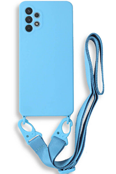 Bodycell Θήκη Σιλικόνης με Λουράκι Λαιμού - Samsung Galaxy A32 4G - Light Blue