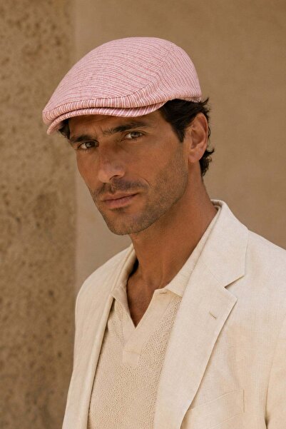 Külah Riviera Rosé Linen Textured Slim Fit Kasket – Flat Cap |   Riviera Coll...