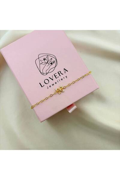 Lovera Jewellery 925 Ayar Gümüş Sertifikalı 14K Gold Renk Kelebek Bileklik