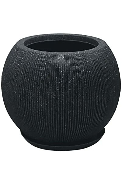 MARHOME Γλάστρα Ριγέ 06-10012-M Δ37x30εκ. Μαύρο