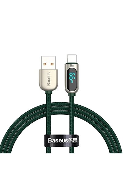 Baseus Καλώδιο οθόνης, USB σε USB-C, Γρήγορη φόρτιση, 66W, 1μ, Πράσινο