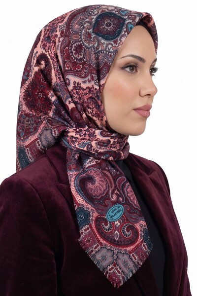 hadiora Γυναικείο φουλάρι από ύφασμα twill με σχέδιο Paisley σε λιλά απόχρωση...