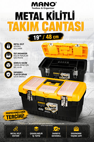 ellante 19 İnç Metal Kilitli Takım Çantası Organizerli Çıkarılabilir İç Tepsi...