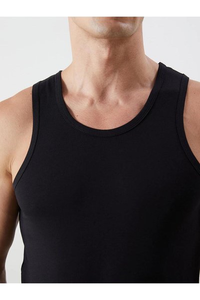 ZÜMRÜT YILDIZI Men's Cotton Black Undershirts 6 Pieces