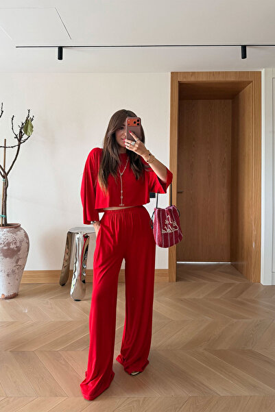 Özge Özgenç Bat Sleeve Blouse Pants Set