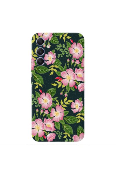 Other Samsung A16 Pink flowers green laves Transparent Silicone TPU Θήκη