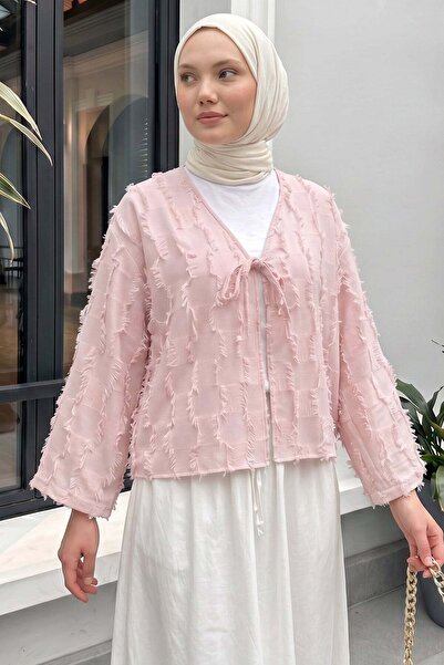 zenne Striped Tassel Kimono 2353 - Pudra